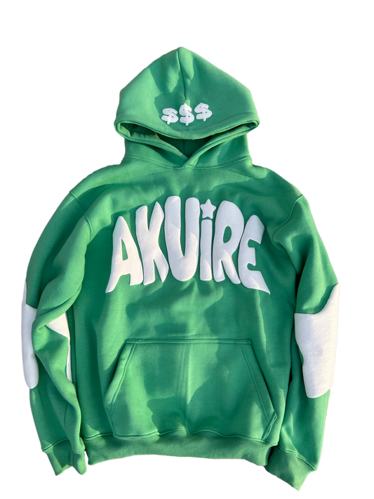 akuire puff print hoodie*! - green